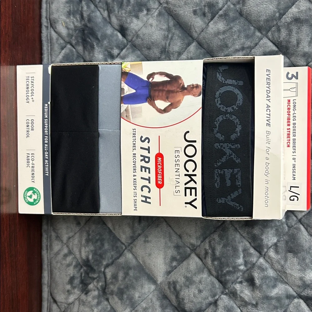 Jockey® Essentials Men's Microfiber Long Leg Boxer Brief Underwear, (Pack of 3) - Picture 5 of 5